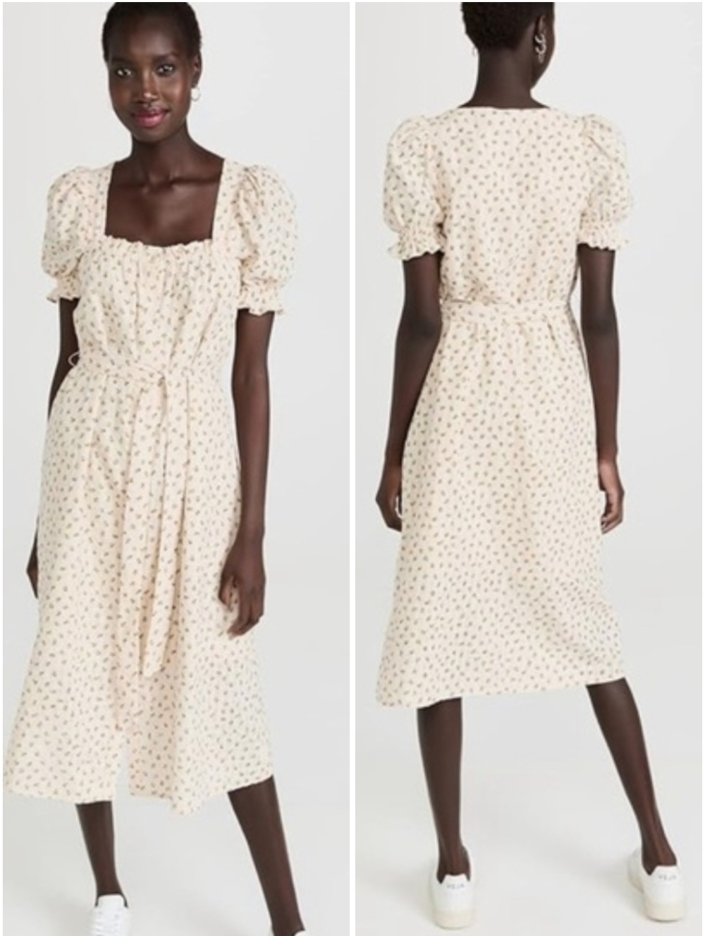 English Factory Floral Puff Sleeve Midi Dress Small New